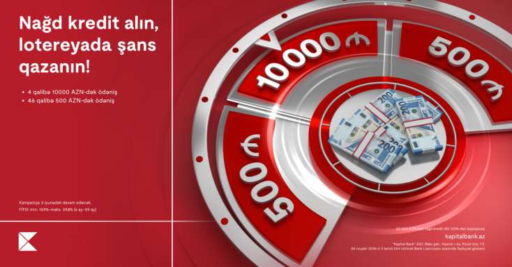 ​Kapital Bank-dan mükafatlarla dolu “50 gün 50 hədiyyə” lotereyası