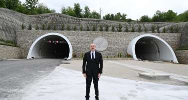 Prezident Qarabağda yeni tunelin açılışında