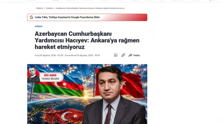 Hikmət Hacıyevin bəzi fikirləri "Türkiye Gazetesi"ndə təhrif edilib